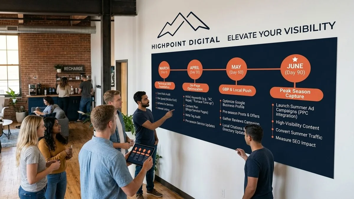 90-day HVAC pre-season SEO timeline