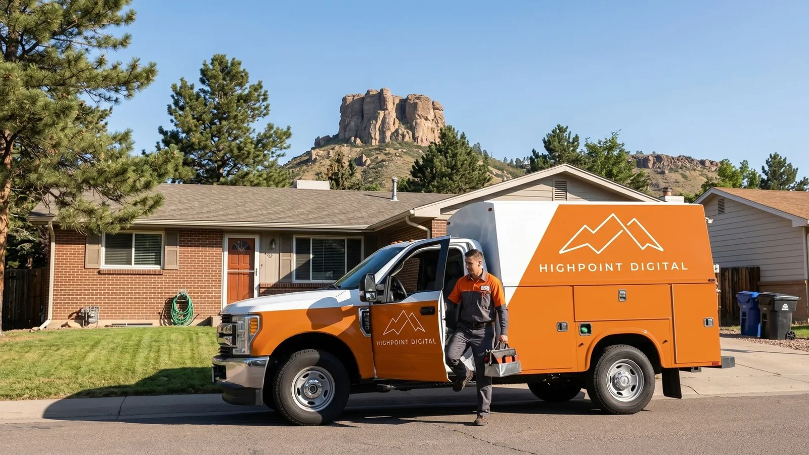 Castle Rock Plumbing LLC work truck at Castle Rock job site