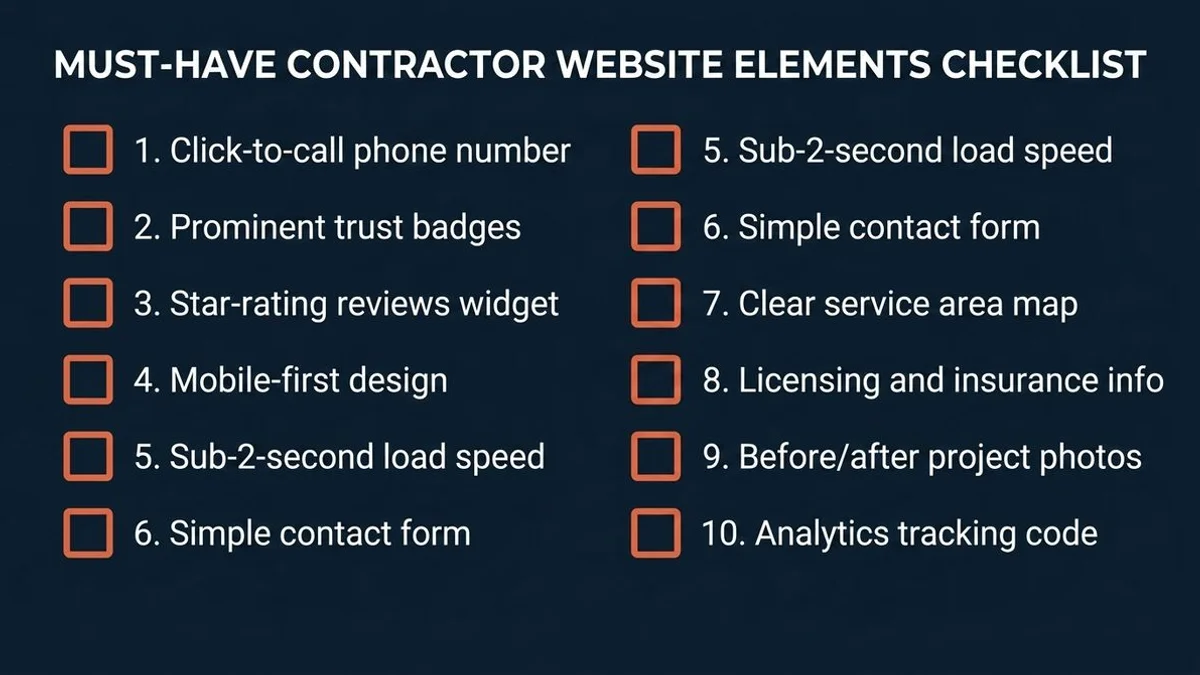 Contractor website essentials checklist