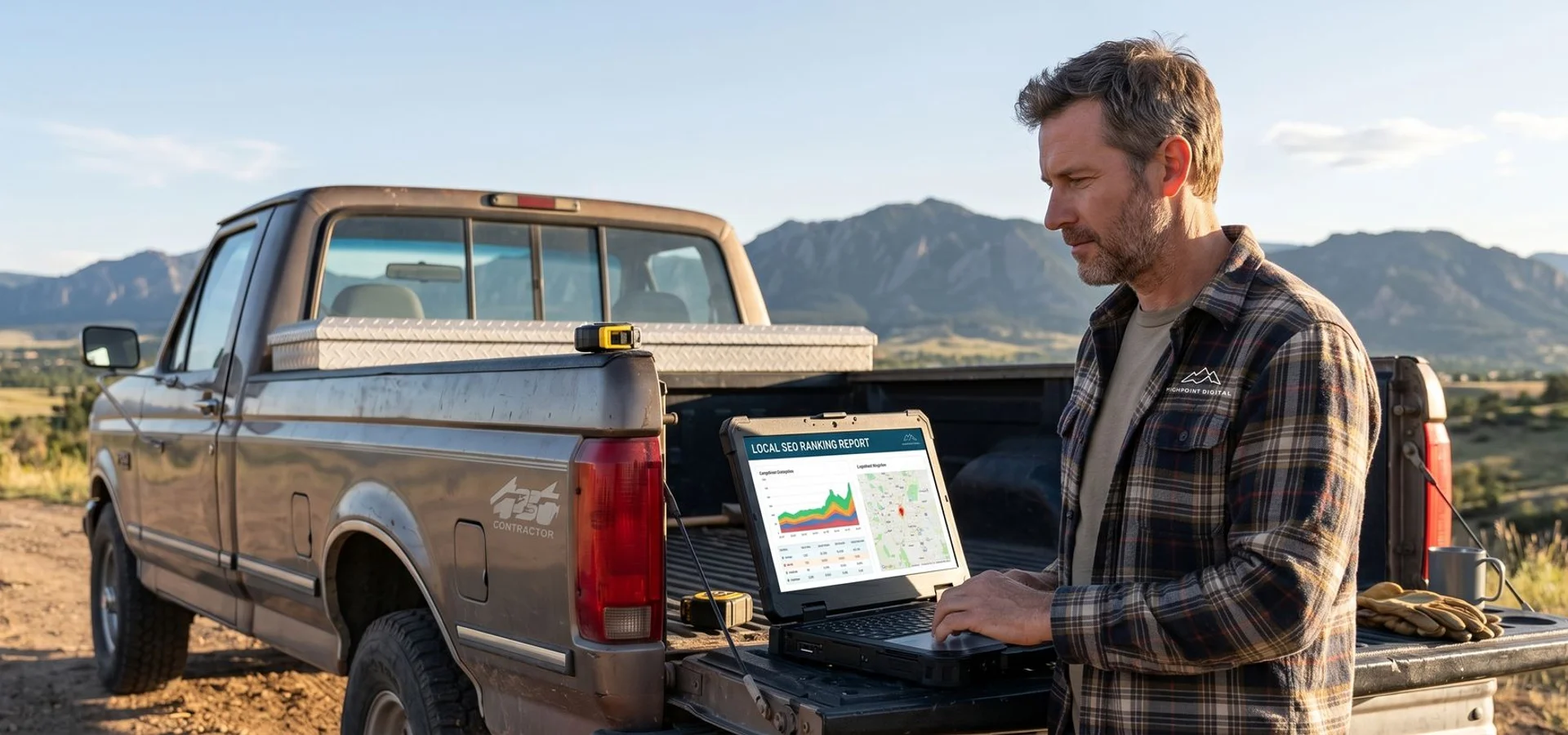 Gary Magill, founder of HighPoint Digital, reviewing rank-map report