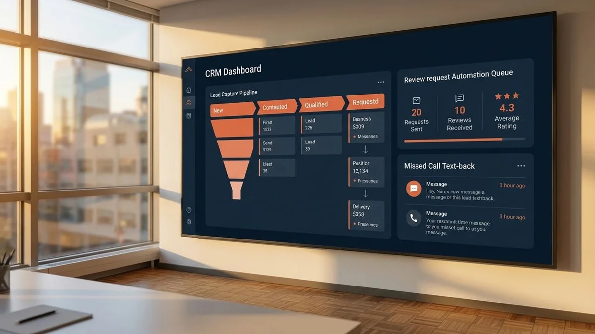 Digital Foreman automation dashboard showing lead capture and review automation
