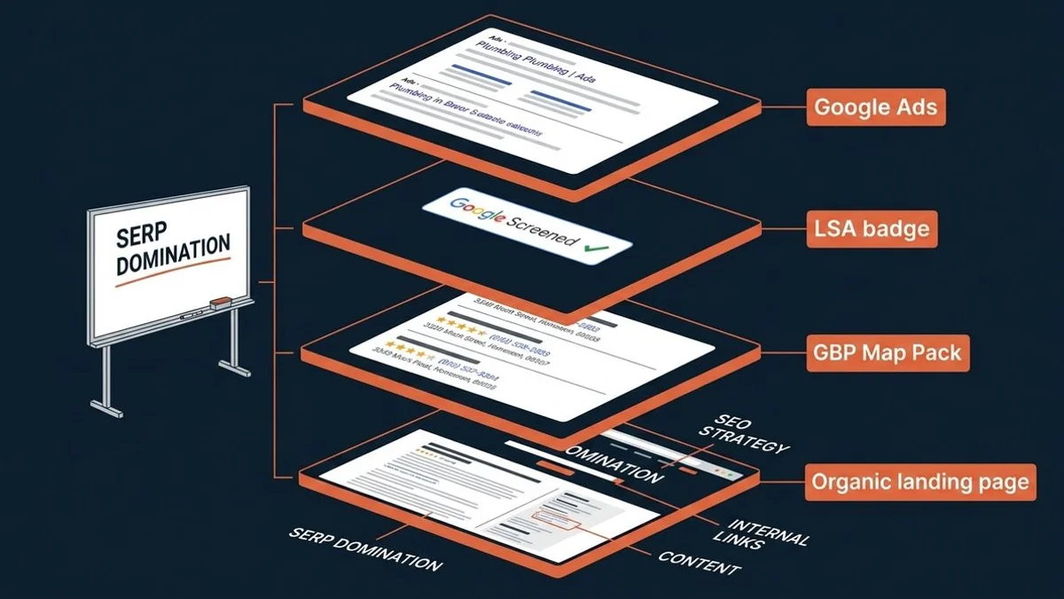 Emergency plumber marketing stack diagram
