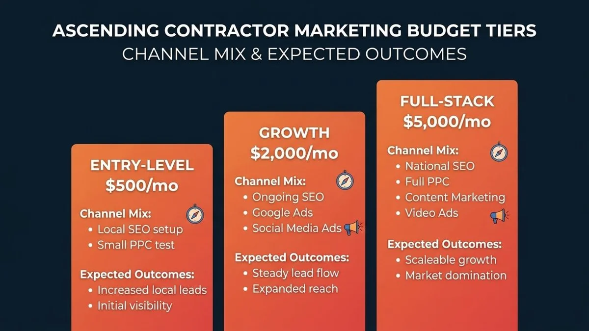 Contractor marketing budget tier infographic