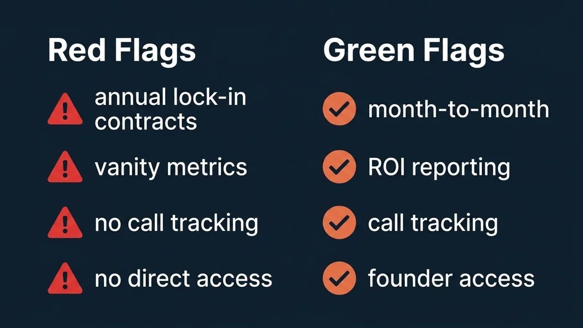 Red flags vs green flags checklist for vetting agencies