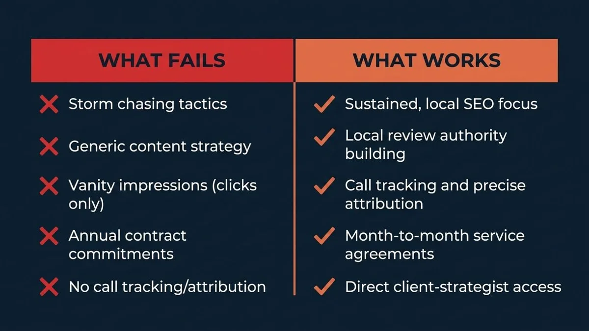 Roofing marketing failure patterns vs what works