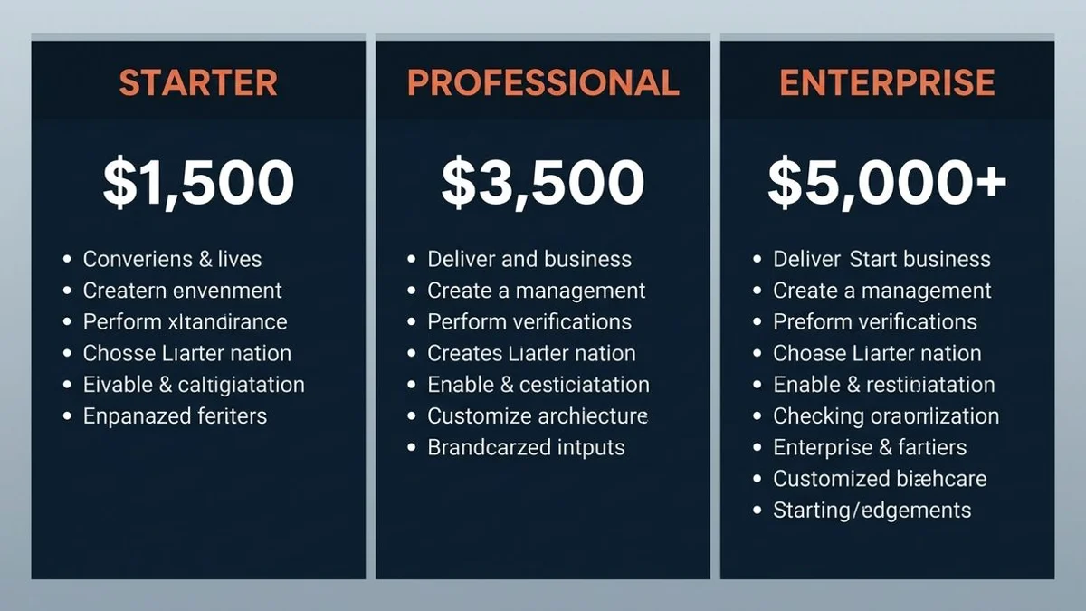 Contractor website pricing tiers infographic